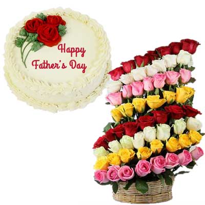 "Delicious Vanilla cake - 1kg + Flower basket - Click here to View more details about this Product